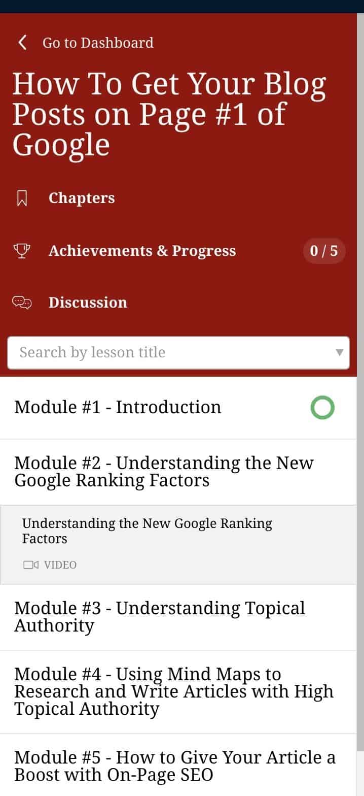 image 01 - preview of course curriculum - thinkific Thinkific - platforms for hosting online courses