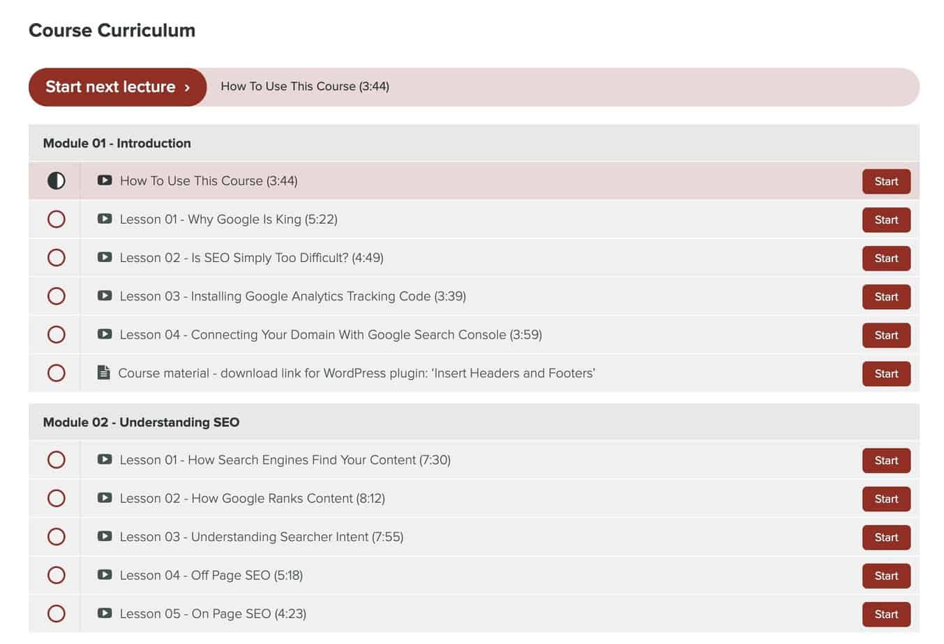 image 02 - preview of course curriculum - teachable Teachable curriculum - platforms for hosting online courses