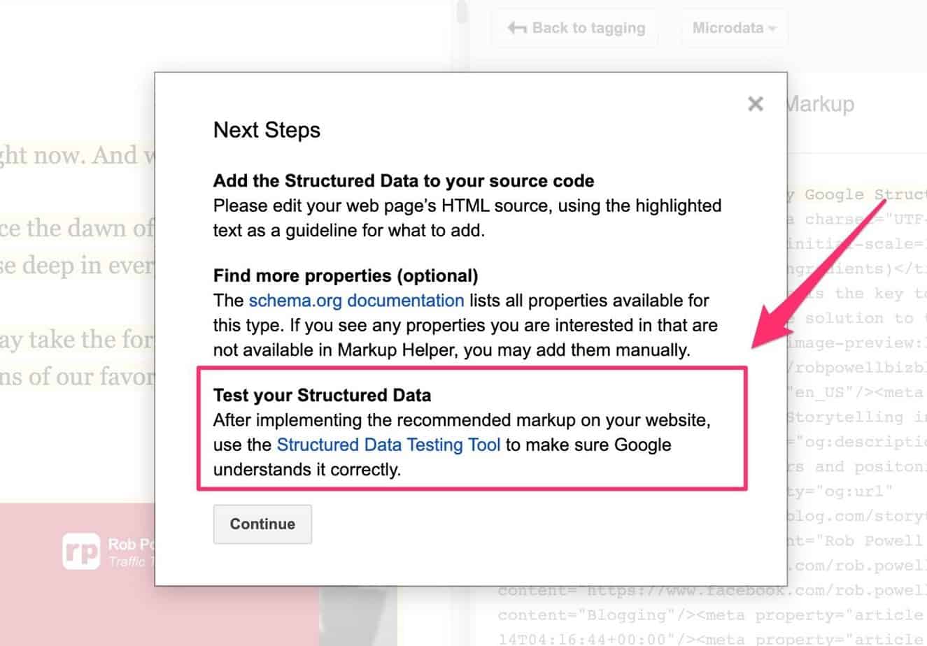 Google's structured data testing tool