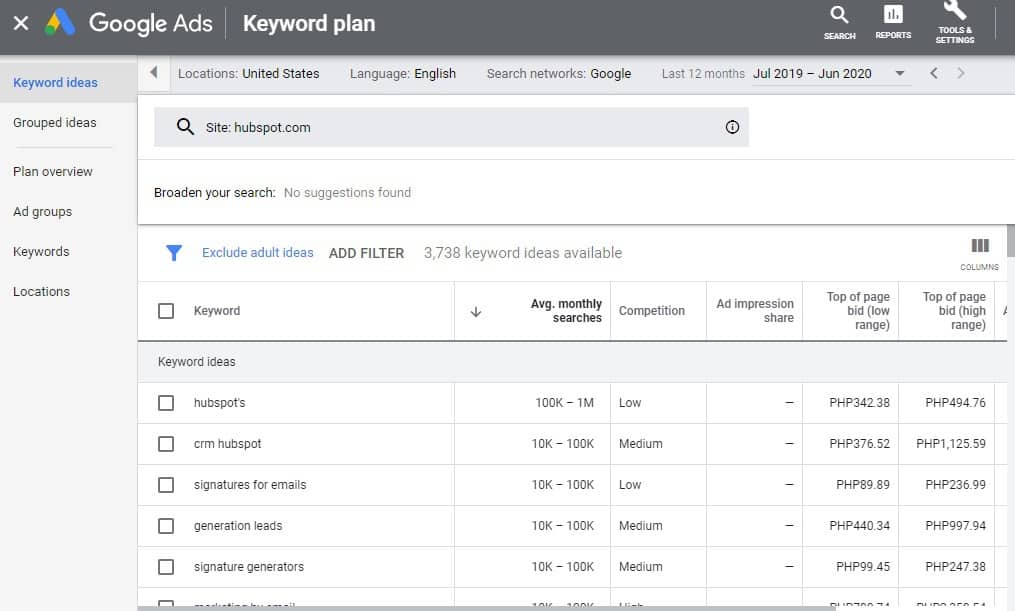 finding guest post ideas with keyword planner