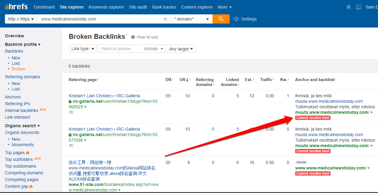 organic link building - 11 find broken links with ahrefs