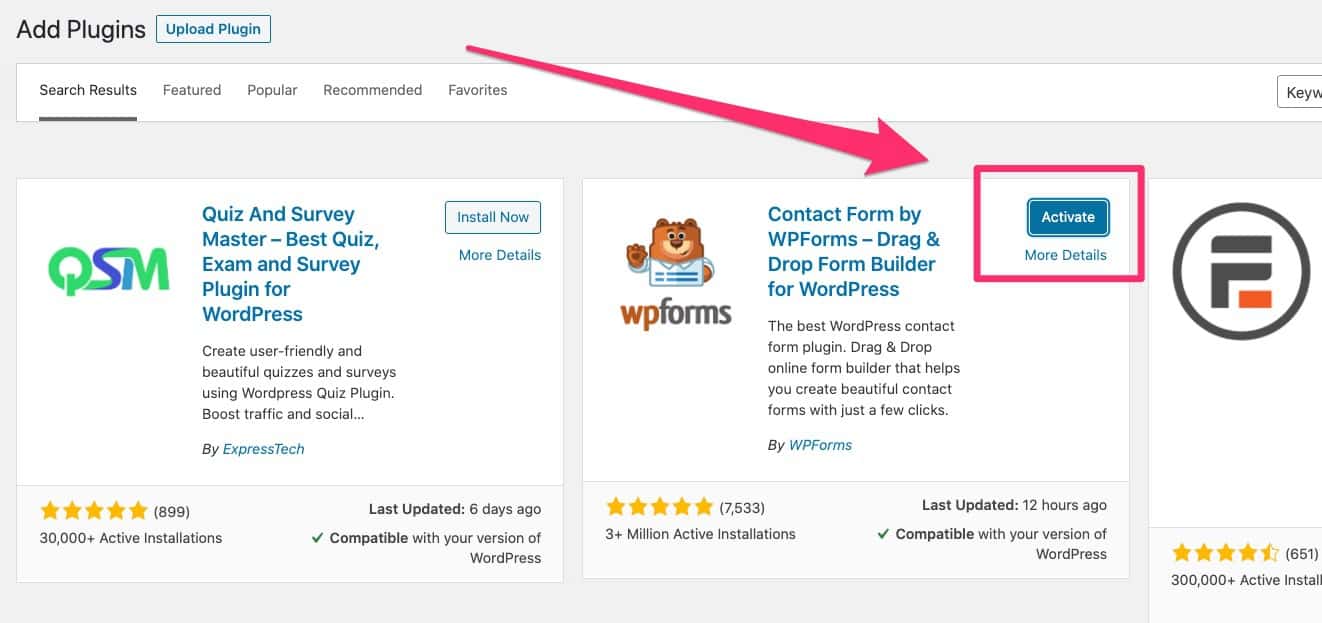 wordpress survey plugins - 12 acticate your WordPress plugin