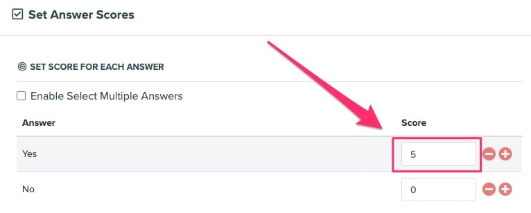 quizzes for lead generation - 11 set the scores for your questions
