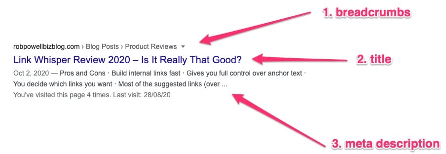 example of a SERP snippet