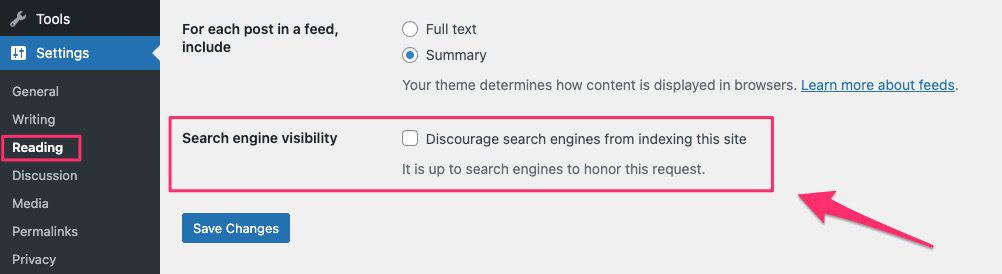 wordpress seo tips - 02 search engine visibility in WordPress settings