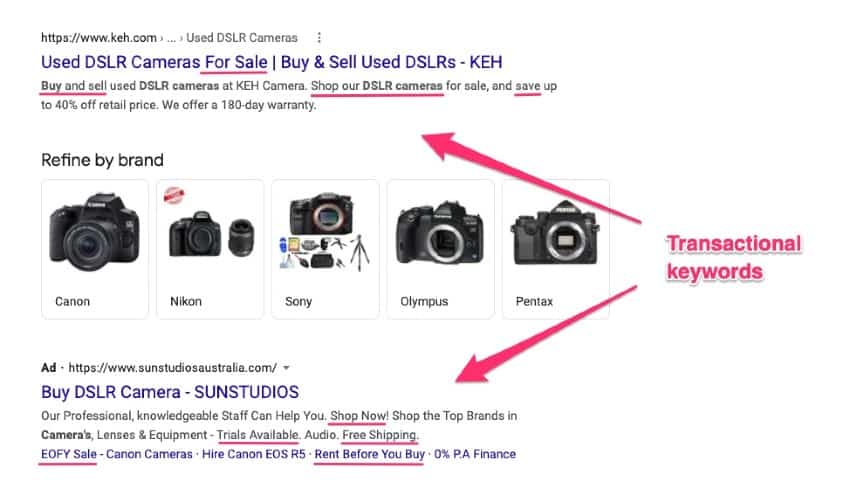 transactional keywords