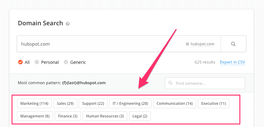 hunter email finder - domain level