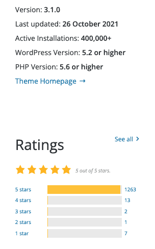 GeneratePress Review - ratings