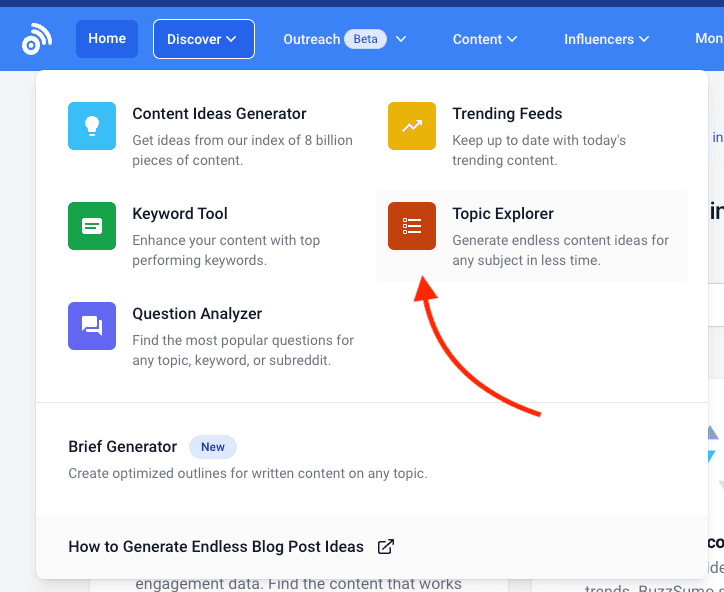 Buzzsumo's topic explorer