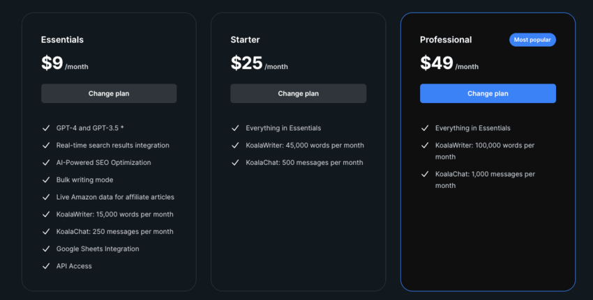 Koala Writer pricing