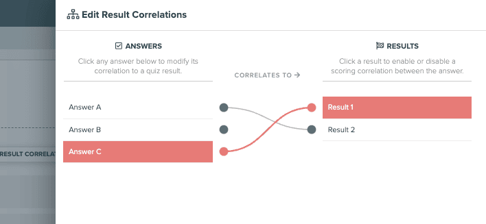 correlate answers with results - Interact Quiz Maker